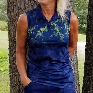 Puma Golf Sleeveless Women's Navy and Lime Tank Top Shirt Sz-XS.  EE9